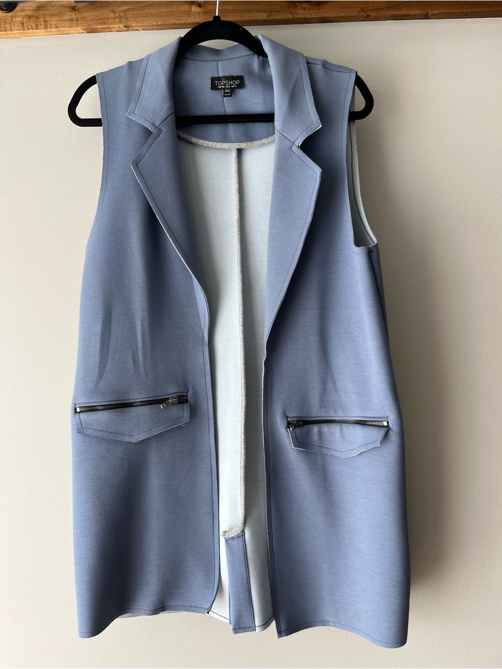 Topshop Light Blue Sleeveless Blazer Vest with Zip Pockets